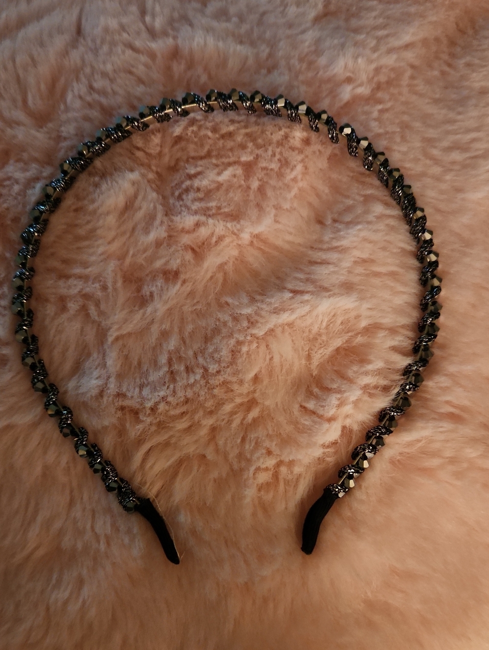 Crystal-Embellished Black Headband